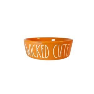 NWT Rae Dunn Halloween Cat Dog Food Bowl Dish Orange WICKED CUTE pumpkin